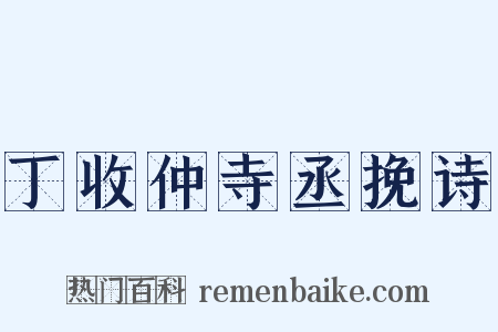 丁收仲寺丞挽诗是什么意思的图片